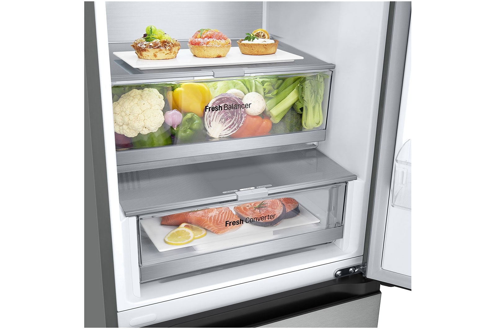 LG 387L Koelkast en vriezer Zilver | DoorCooling+? | FRESHConverter? | Smart Diagnosis?, GBV7280AMB
