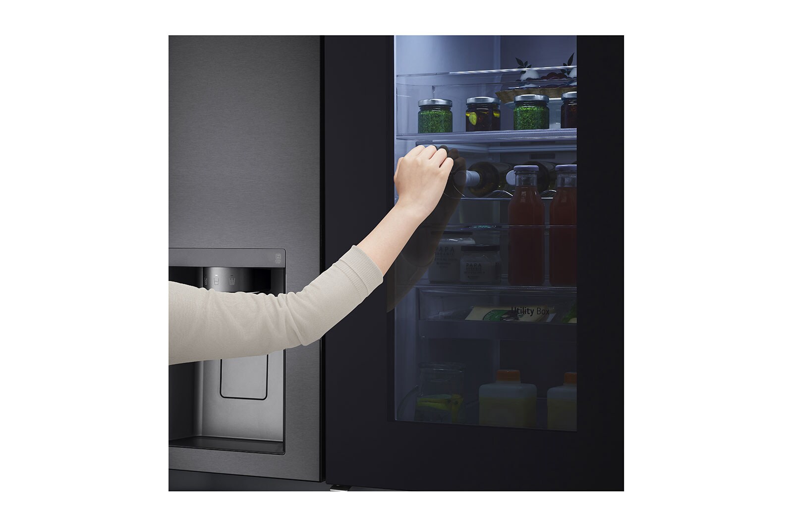 LG 635L inhoud | InstaView? Door-in-Door? | DoorCooling+? | Water- en ijsdispenser met UVnano? | Craft Ice? | Total No Frost | Inverter Linear Compressor, GSXV90MCDE