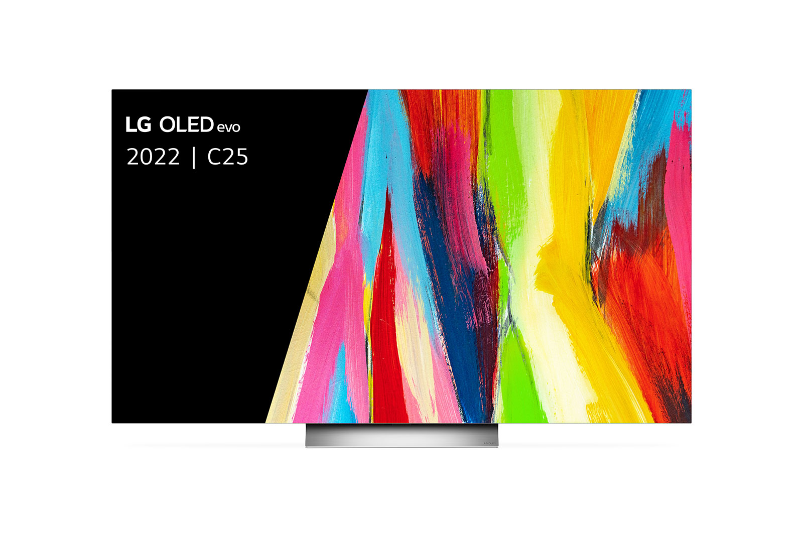 Vooraanzicht met LG OLED evo Gallery Edition op het scherm
