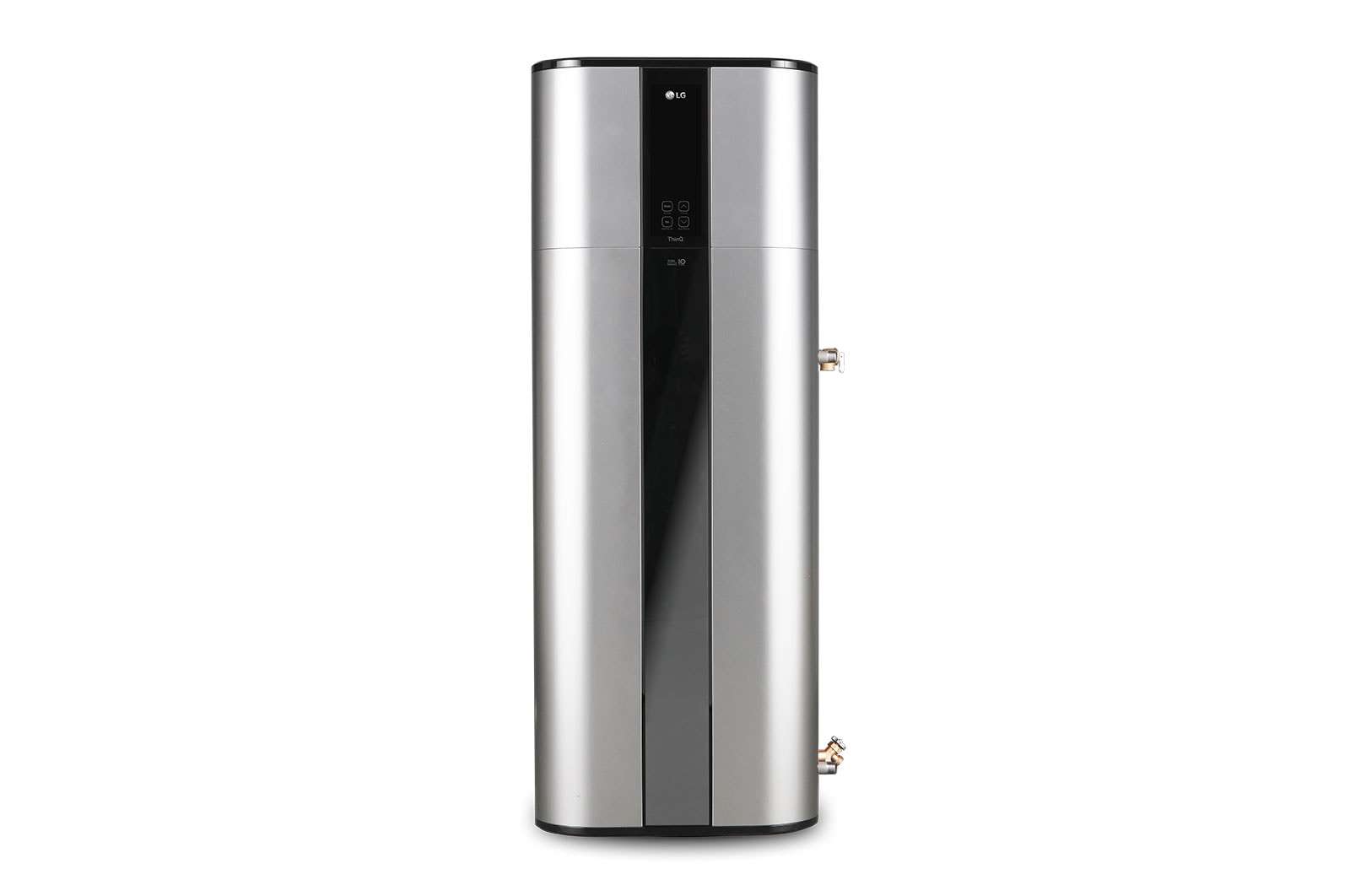 Vooraanzicht van 270L, Inverter warmtepompboiler, Dual Inverter HeatPump. Stil en energiezuinig met strak design en Hot Water Control WH27S.F5