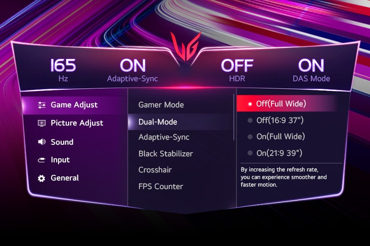 GUI-instellingsafbeelding van Dual-Mode.
