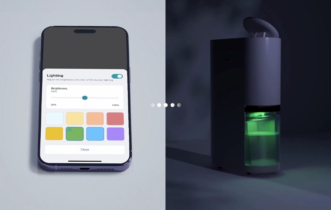 adjust the color of the water tank light using the LG ThinQ? app	