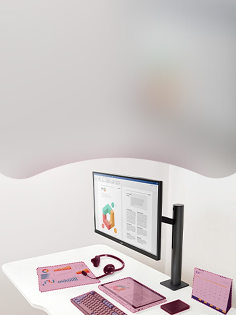 Ergot Monitor positioned to optimilly fit around peripherals 