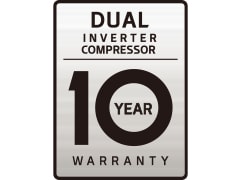 El logotipo DUAL Inverter 10 a?os de garantía.