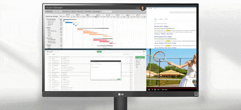 See more and do more on this  UltraWide? Full HD (2560x1080) screen. With 33% more onscreen space in width than the FHD resolution (1920x1080) display, you can multitask effectively-without shifting through programs.