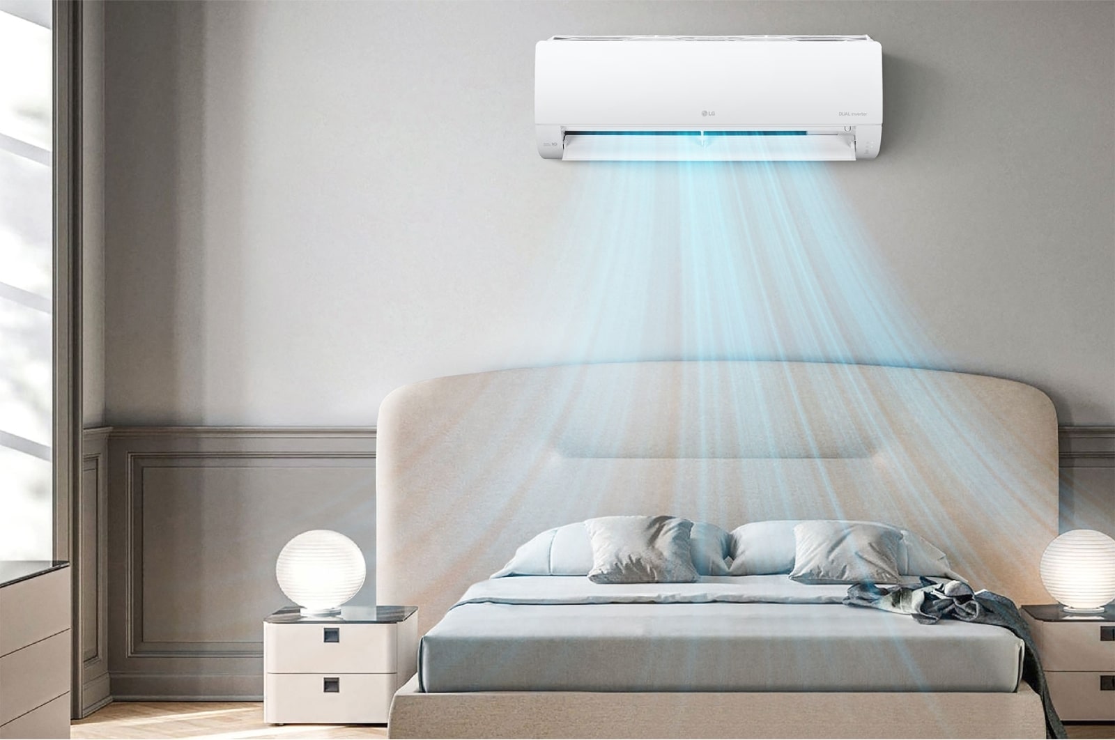 LG Aire Acondicionado LG DUALCOOL Inverter, 12,000 BTU/h, Solo Frío, 220V, Compresor Dual Inverter con 10 a?os de garantía, Pre Filtro, Recubrimiento Gold Fin? en la condensadora., VX122C1