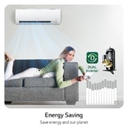 LG Aire Acondicionado LG DUALCOOL Inverter, 12,000 BTU/h, Solo Frío, 220V, Compresor Dual Inverter con 10 a?os de garantía, Pre Filtro, Recubrimiento Gold Fin? en la condensadora., VX122C1