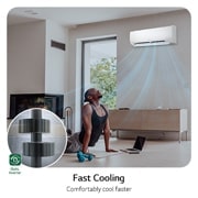 LG Aire Acondicionado LG DUALCOOL Inverter, 12,000 BTU/h, Solo Frío, 220V, Compresor Dual Inverter con 10 a?os de garantía, Pre Filtro, Recubrimiento Gold Fin? en la condensadora., VX122C1