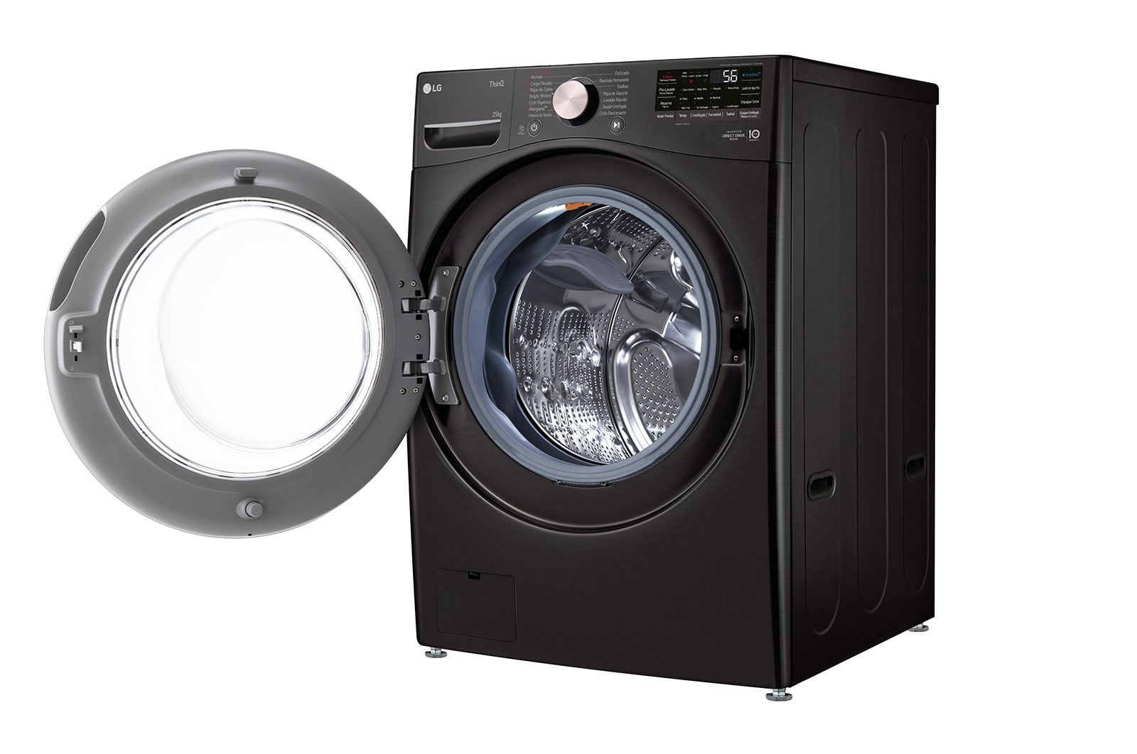 LG Lavadora Carga Frontal 25kg/55lbs LG TurboWash? 360° Steam? Black Steel , WM25BV2S6BR