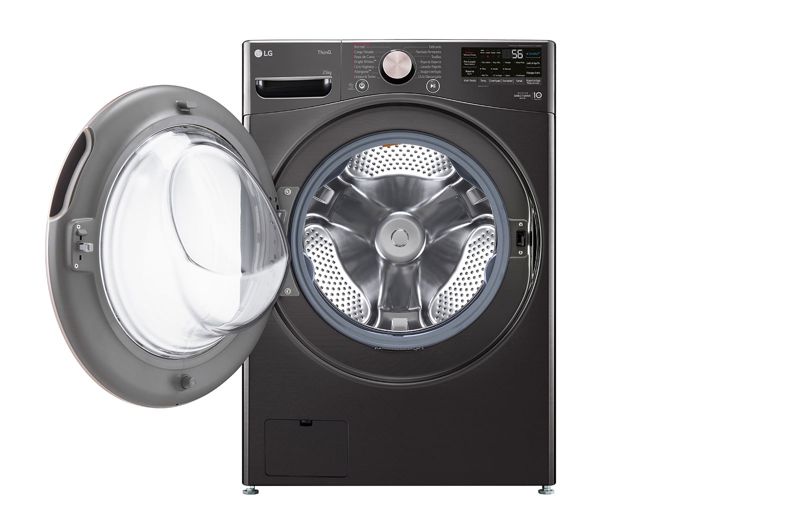 LG Lavadora Carga Frontal 25kg/55lbs LG TurboWash? 360° Steam? Black Steel , WM25BV2S6BR