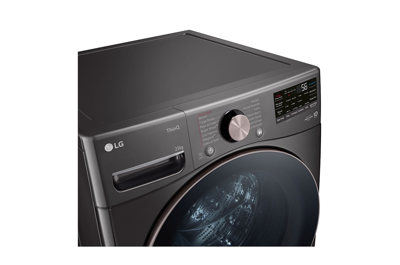 LG Lavadora Carga Frontal 25kg/55lbs LG TurboWash? 360° Steam? Black Steel , WM25BV2S6BR