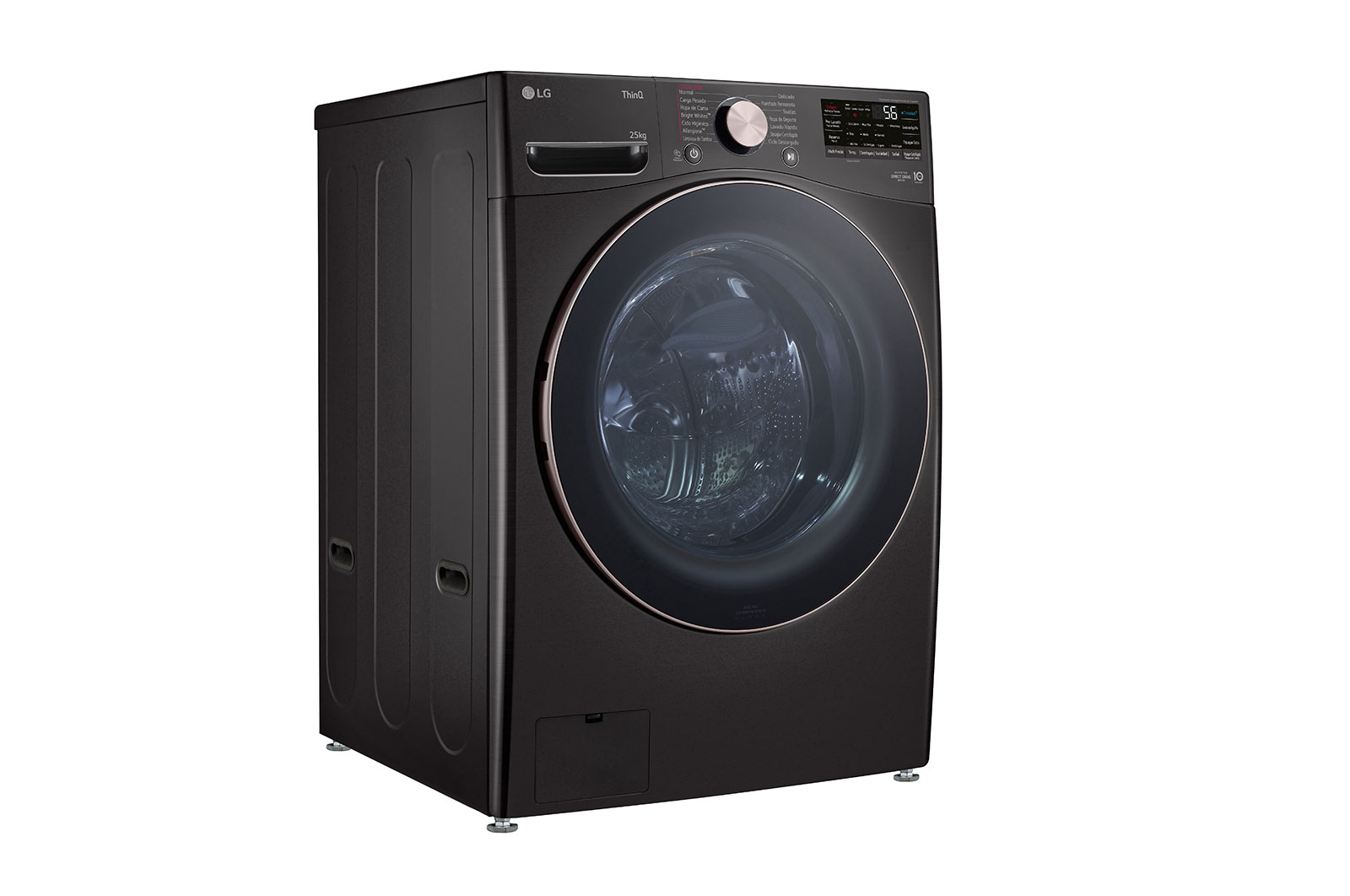 LG Lavadora Carga Frontal 25kg/55lbs LG TurboWash? 360° Steam? Black Steel , WM25BV2S6BR