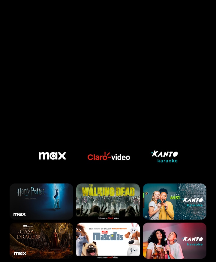Los logotipos de Paramount+, Rakuten TV, ROXi y Now aparecen en una fila. Debajo de ellos, hay carteles de series de TV y películas exclusivas.