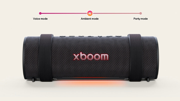 Vista frontal del xboom Grab con su luz encendida.