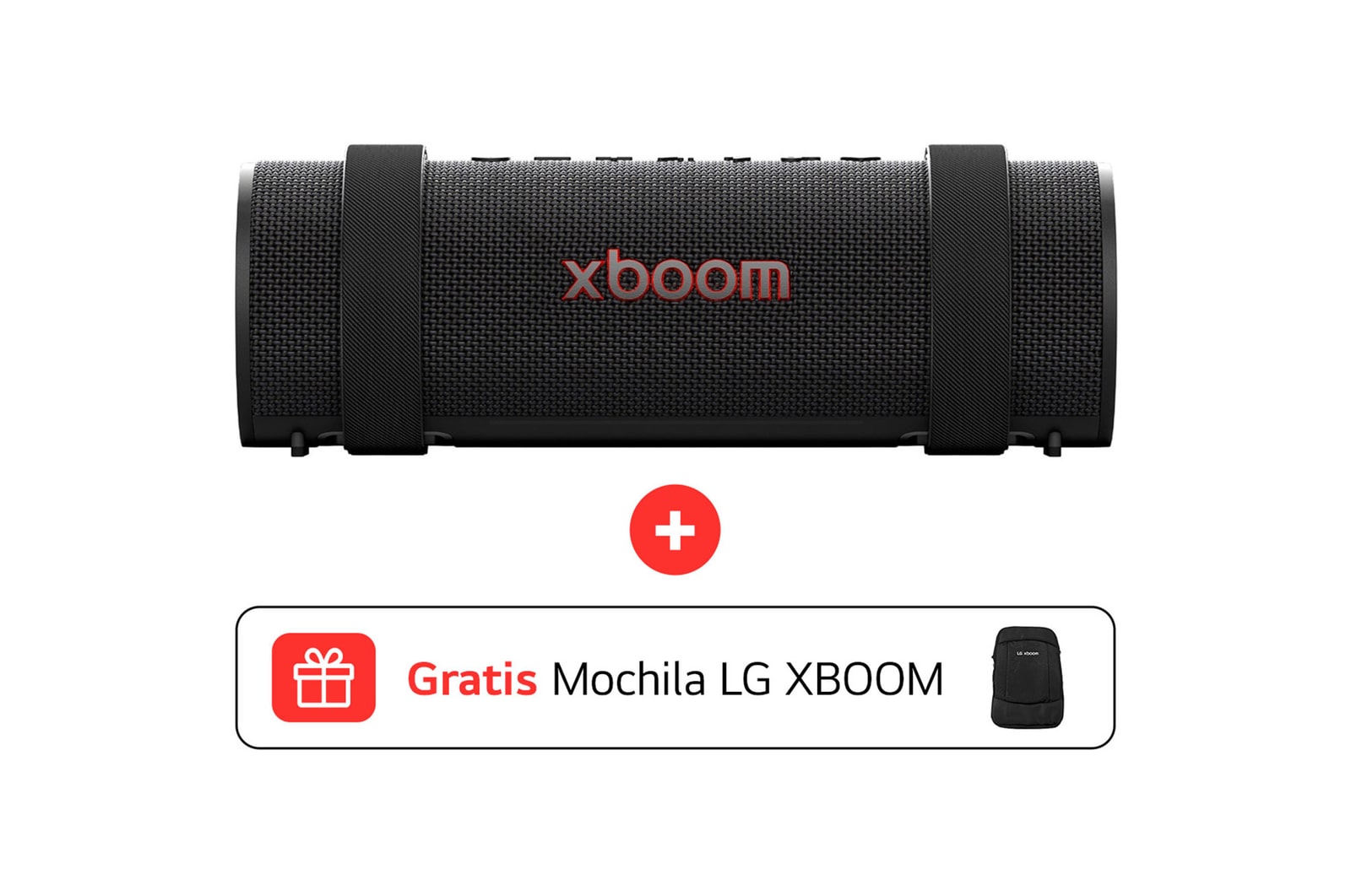 Vista frontal de la LG xboom Grab by will.i.am | Parlante Bluetooth portátil | xboom Signature Sound con portabilidad suprema