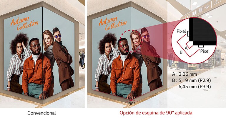 Dise?o de esquina a 90° disponible