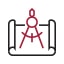 Red circles and triangles are drawn on a paper resembling a blueprint, illustrating an LG HVAC project.