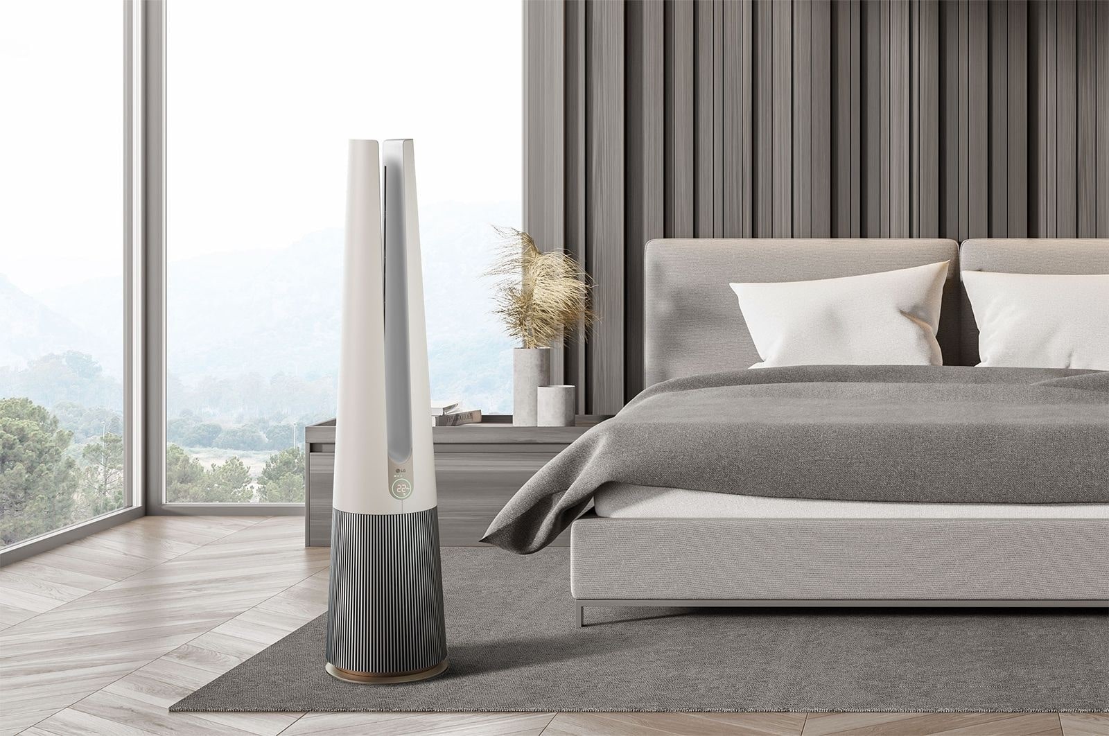 LG PuriCare? AeroTower? Air Purifying Fan in Beige with HEPA Filter and UVnano? Technology   , FS15GPBK0
