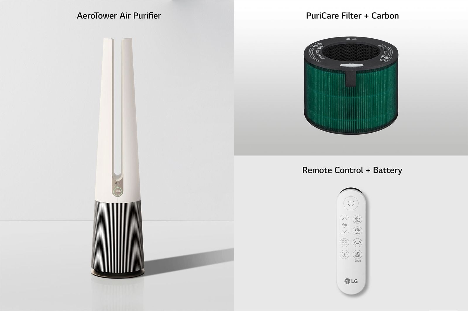 LG PuriCare? AeroTower? Air Purifying Fan in Beige with HEPA Filter and UVnano? Technology   , FS15GPBK0