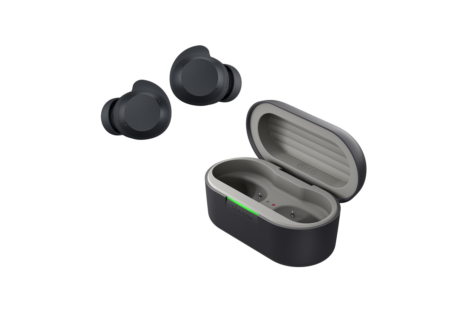 Front view of LG xboom Buds by will.i.am | Bluetooth Earbuds | xboom Signature Sound with Graphene Driver | Black Color xboom Buds