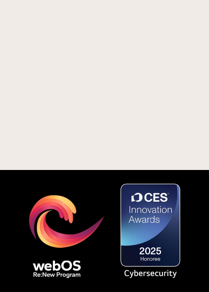 Logo i nazwa webOS Re:New Program z wyró?nieniem CES Innovation Awards 2025 Honoree. 