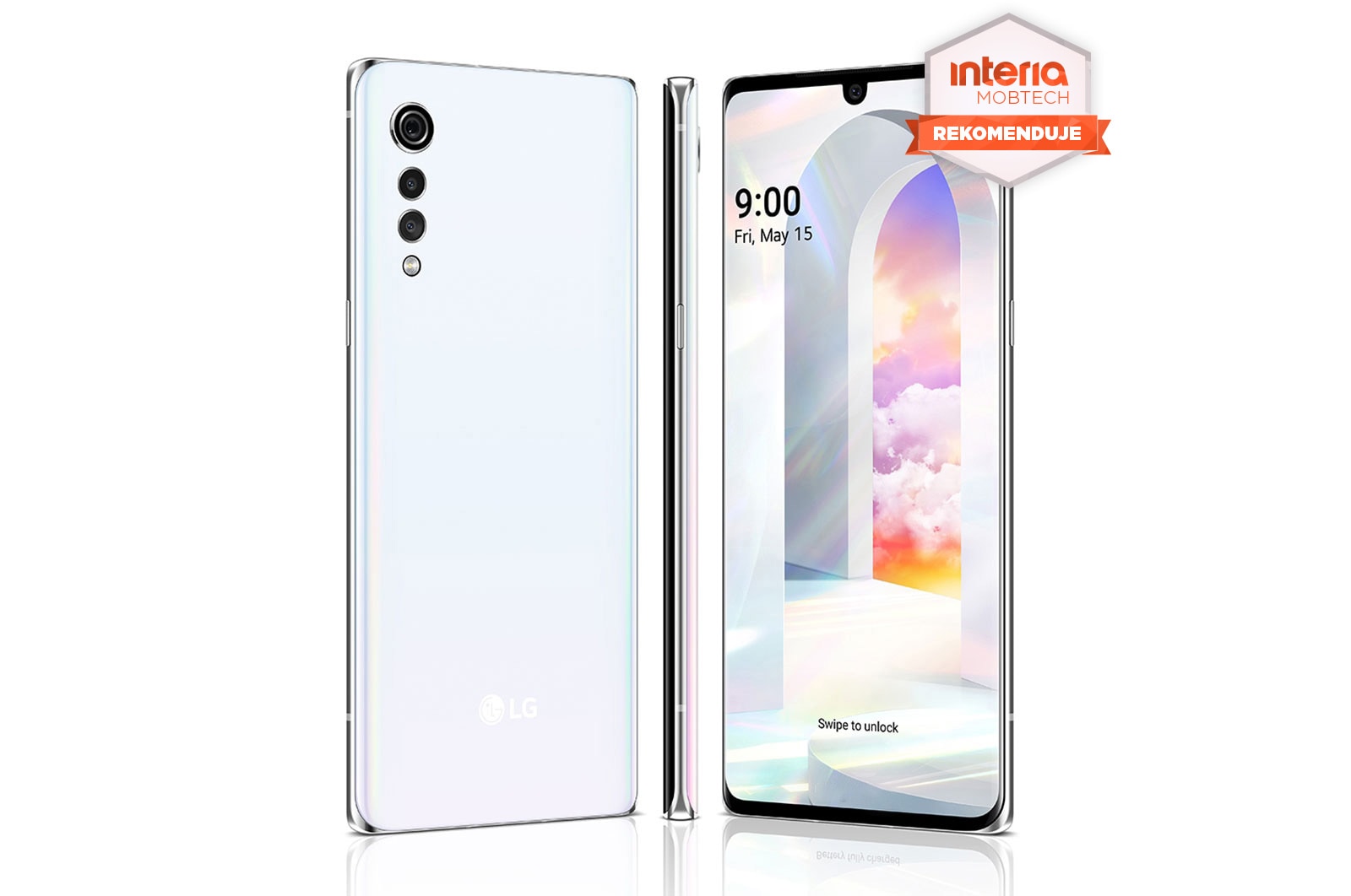 LG VELVET White LMG900EM-White - widok z przodu
