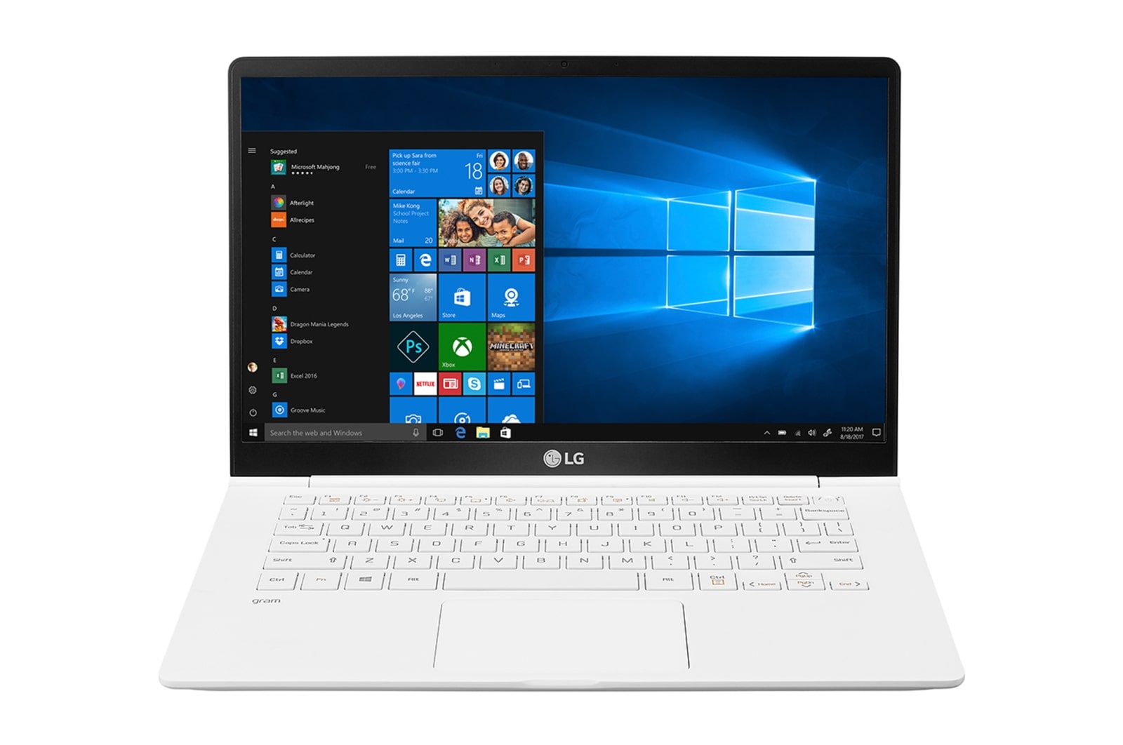 LG gram 14&#34; - Bia?y, SSD 256GB, Waga 995g, Czas pracy do 23.5 godz, Intel? Core? i5-8265U. 14Z990-V - widok z przodu