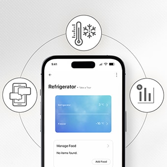 Smartfon ThinQ? na ekranie z 3 ikonami.