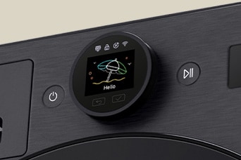 Zbli?enie na panel sterowania suszarki LG.