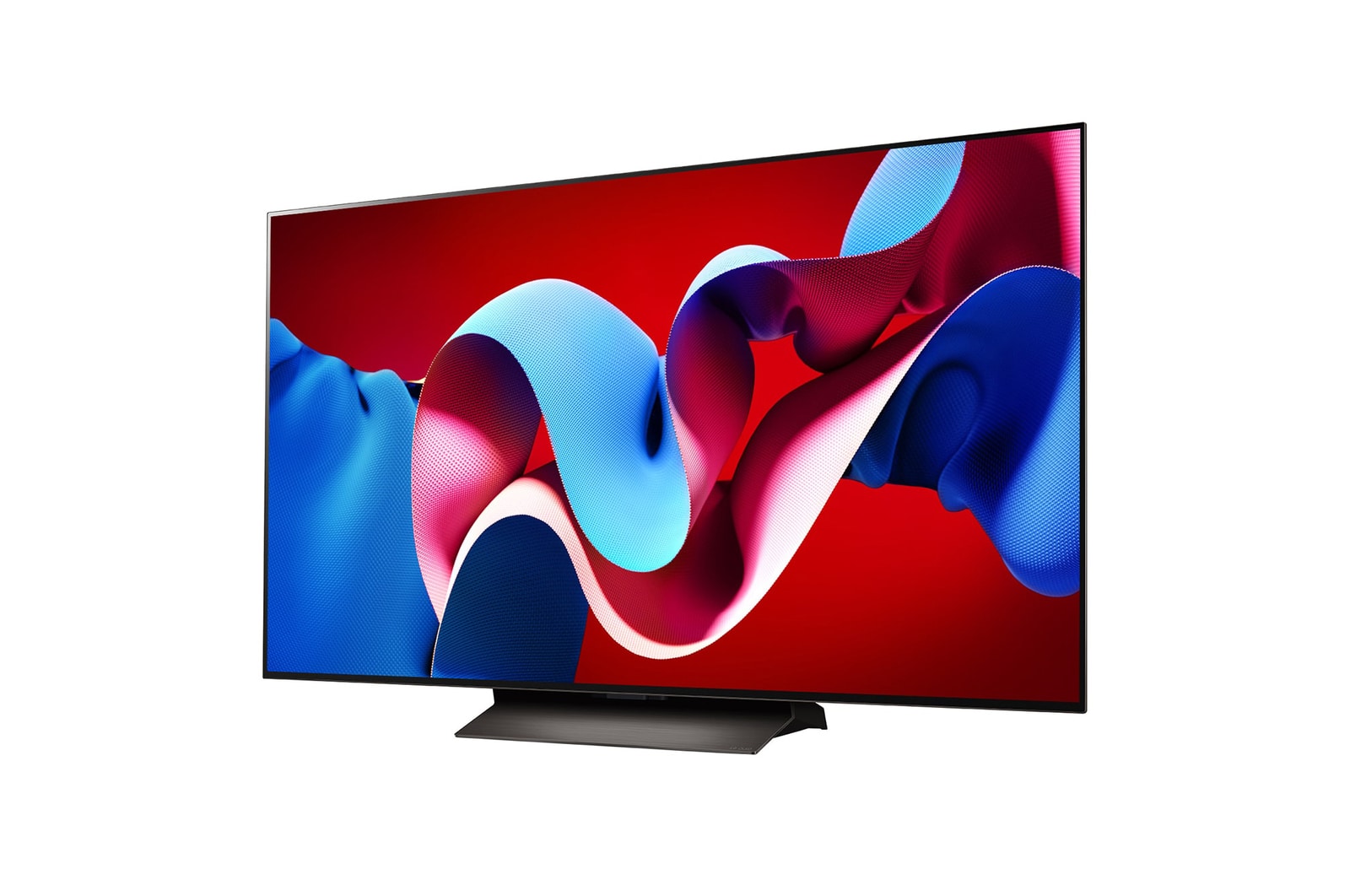 Vista lateral esquerda ligeiramente inclinada da LG OLED evo TV, OLED C4
