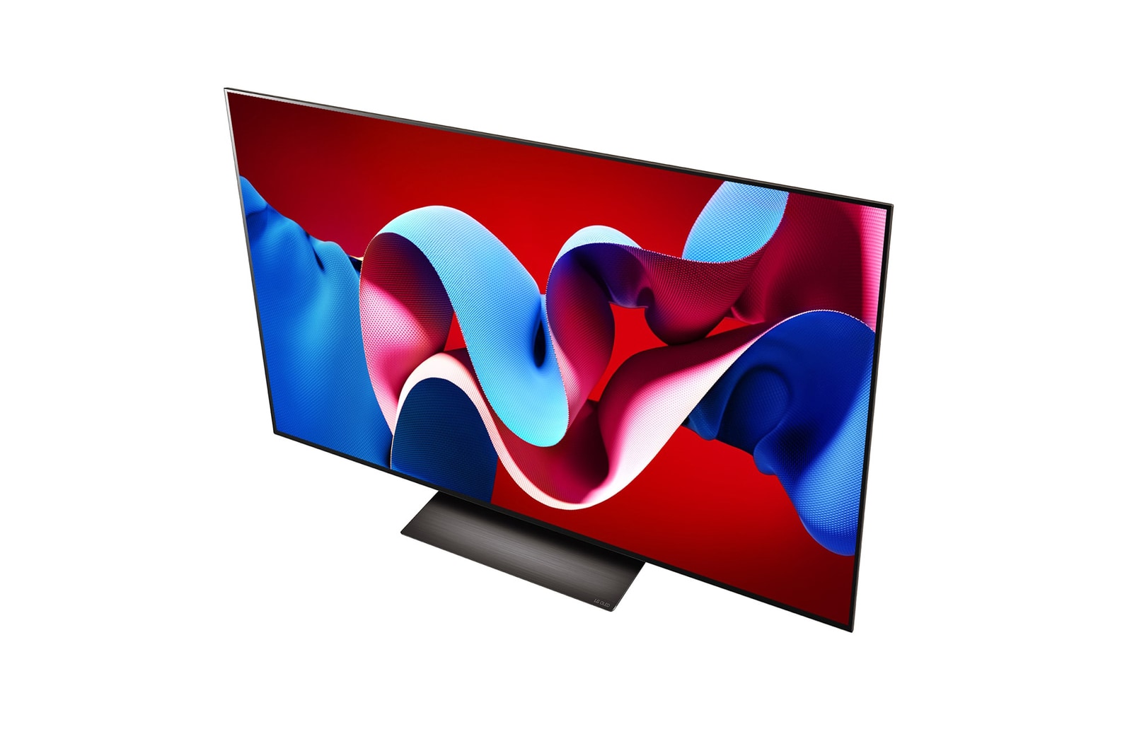 Vista inclinada de cima da LG OLED evo TV, OLED C4