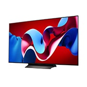 Vista lateral esquerda ligeiramente inclinada da LG OLED evo TV, OLED C4