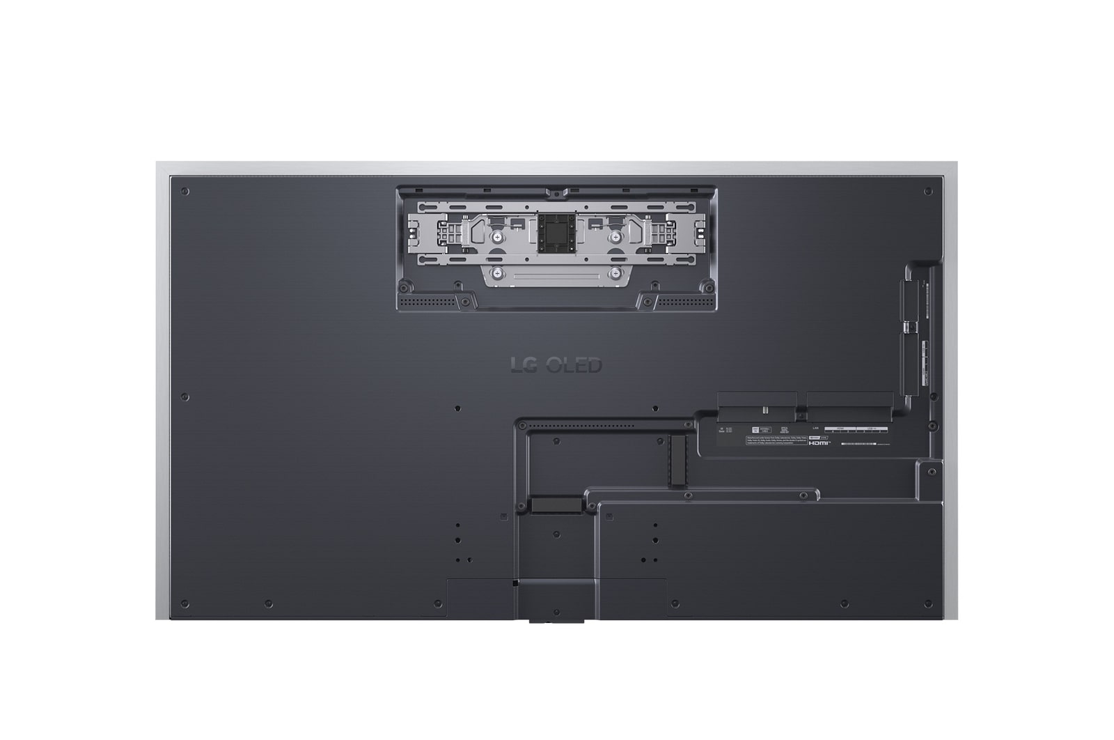 Vista lateral da Smart TV LG OLED evo AI G5 4K.