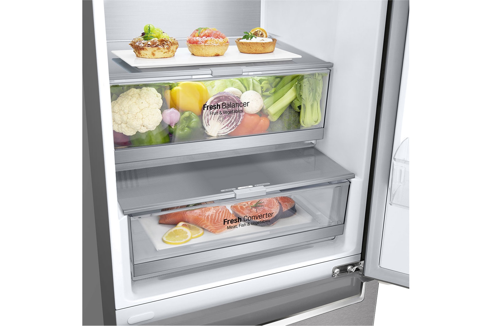 LG Frigorífico Combinado LG inox 381l com Classe Energética A-20%, DoorCooling+? e Wi-Fi, GBB92MBB3P