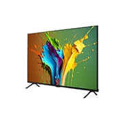 Vista lateral ligeiramente inclinada para a esquerda da LG QNED TV, QNED89