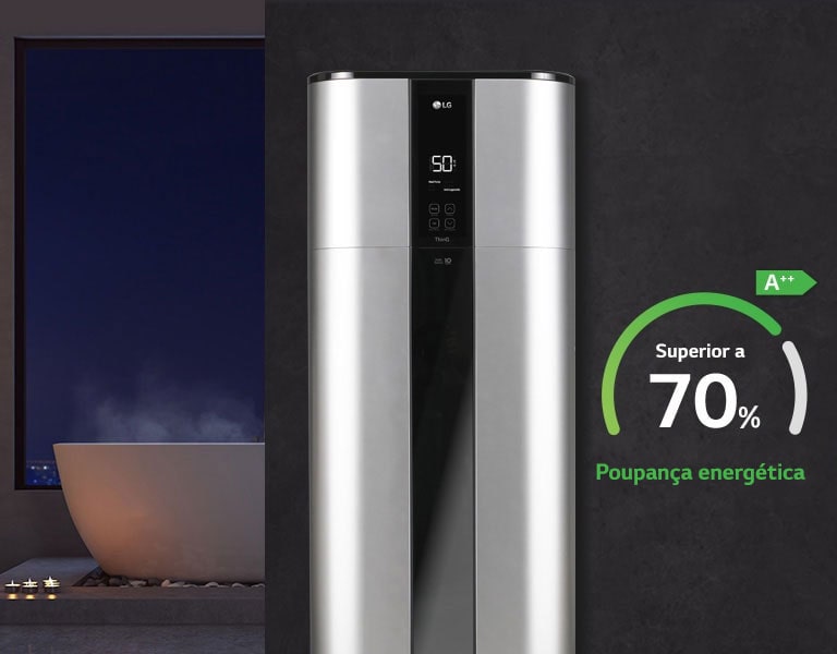 A nova bomba de calor AQS da LG permite uma poupan?a energética superior a 70%.
