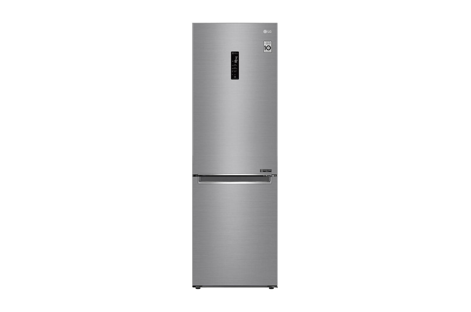 Vista frontal de Combinado LG GBB61PZFFN, 341 litros, eficiência energética D, 1,86 m, Door Cooling&#43;?, Wi-Fi, Shiny Steel GBB61PZFFN