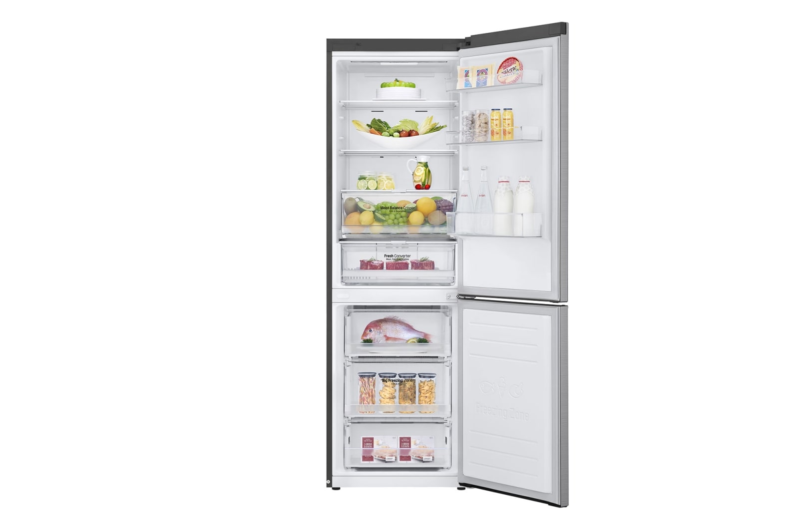 LG Combinado LG GBB61PZFFN, 341 litros, eficiência energética D, 1,86 m, Door Cooling+?, Wi-Fi, Shiny Steel, GBB61PZFFN