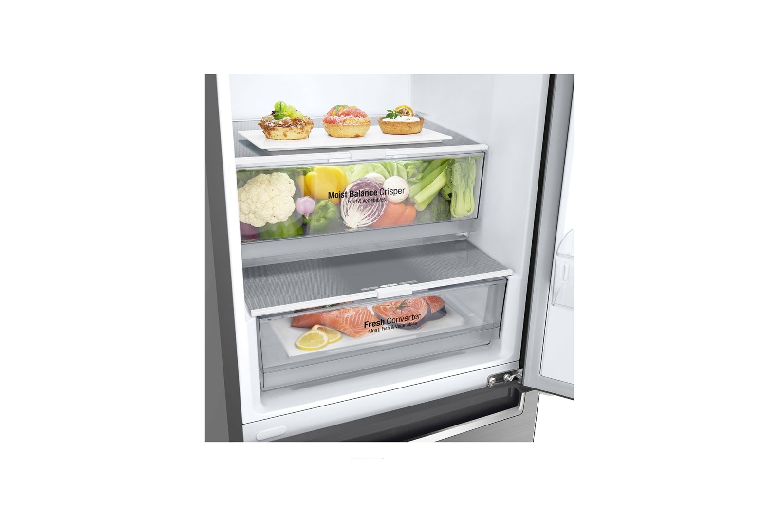 LG Combinado LG GBB61PZFFN, 341 litros, eficiência energética D, 1,86 m, Door Cooling+?, Wi-Fi, Shiny Steel, GBB61PZFFN