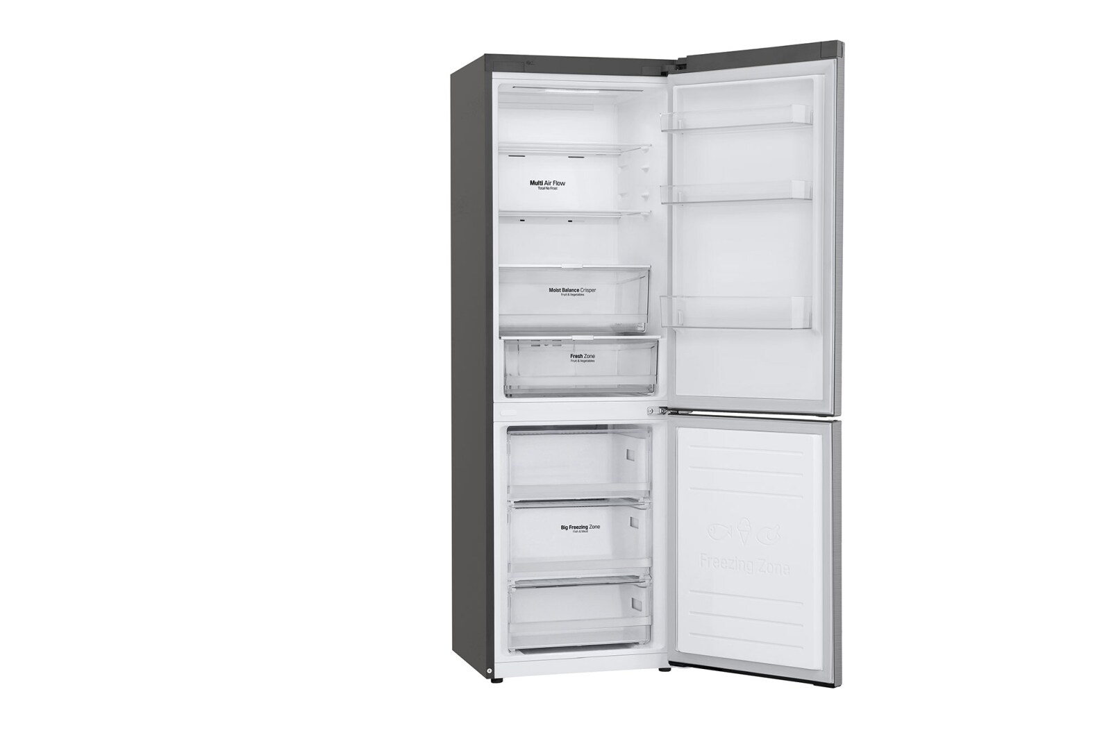 LG Combinado LG GBB61PZFFN, 341 litros, eficiência energética D, 1,86 m, Door Cooling+?, Wi-Fi, Shiny Steel, GBB61PZFFN