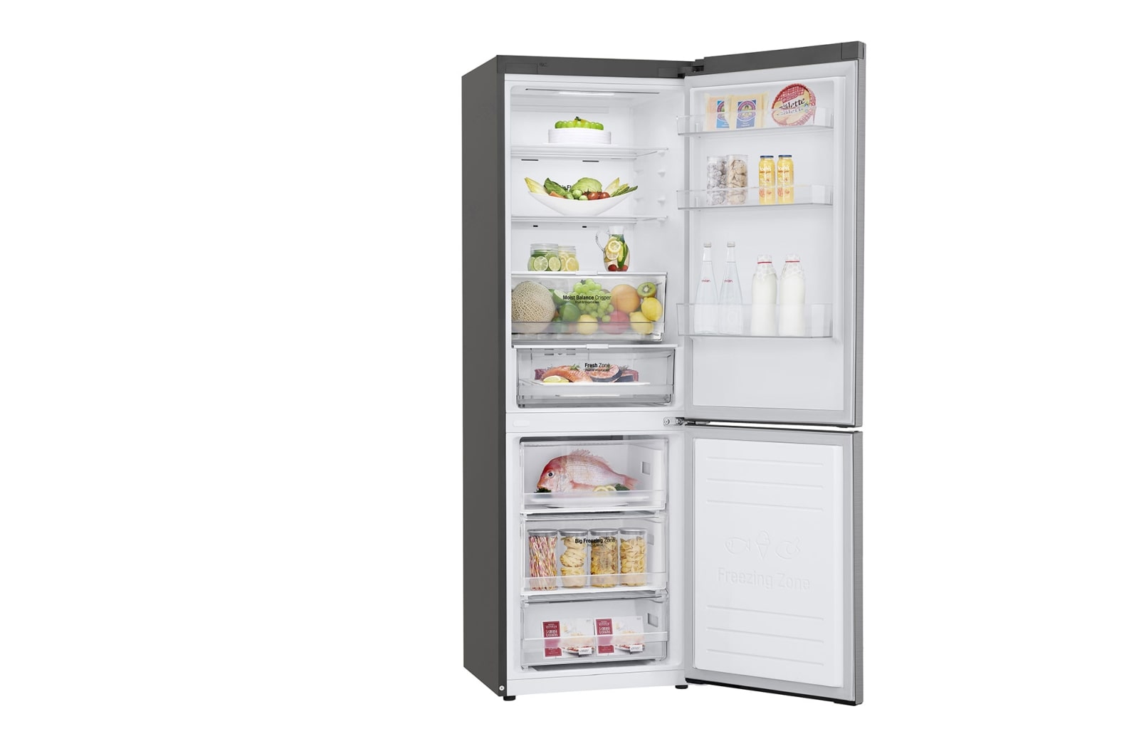 LG Combinado LG GBB61PZFFN, 341 litros, eficiência energética D, 1,86 m, Door Cooling+?, Wi-Fi, Shiny Steel, GBB61PZFFN
