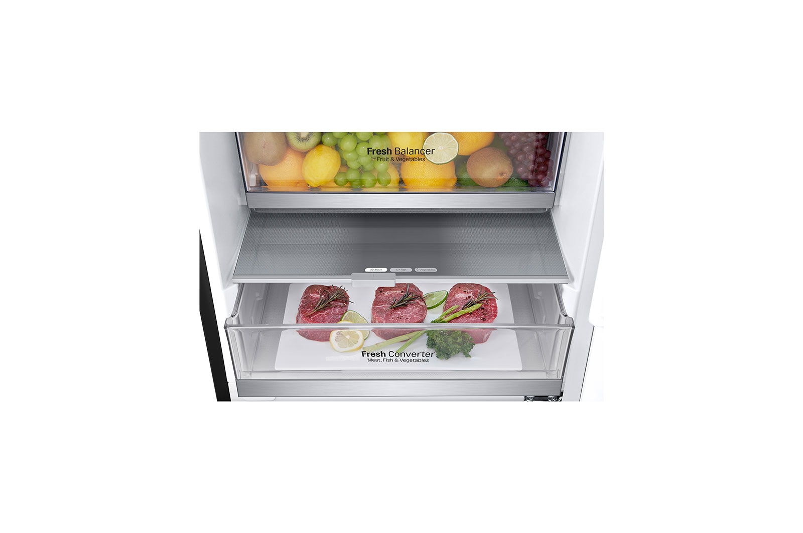 LG Frigorífico Combinado | 341 L | Etiqueta energética D | 1,86 m | DoorCooLing+? | FRESHConverter? | FRESHBaLancer?, GBB71MCVGN