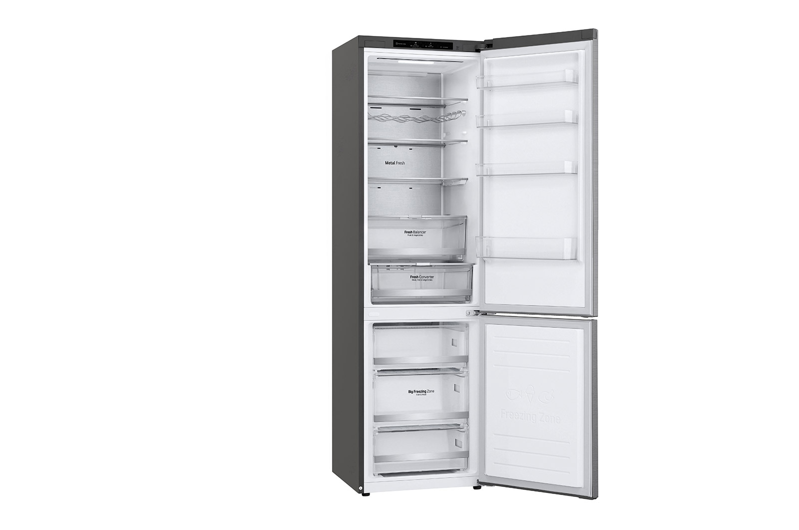 LG Combinado LG GBB72PZVCN, 384 litros, eficiência energética C, 2,03 m, Door Cooling+?, Shiny Steel, GBB72PZVCN