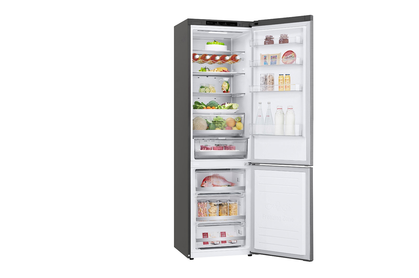 LG Combinado LG GBB72PZVCN, 384 litros, eficiência energética C, 2,03 m, Door Cooling+?, Shiny Steel, GBB72PZVCN