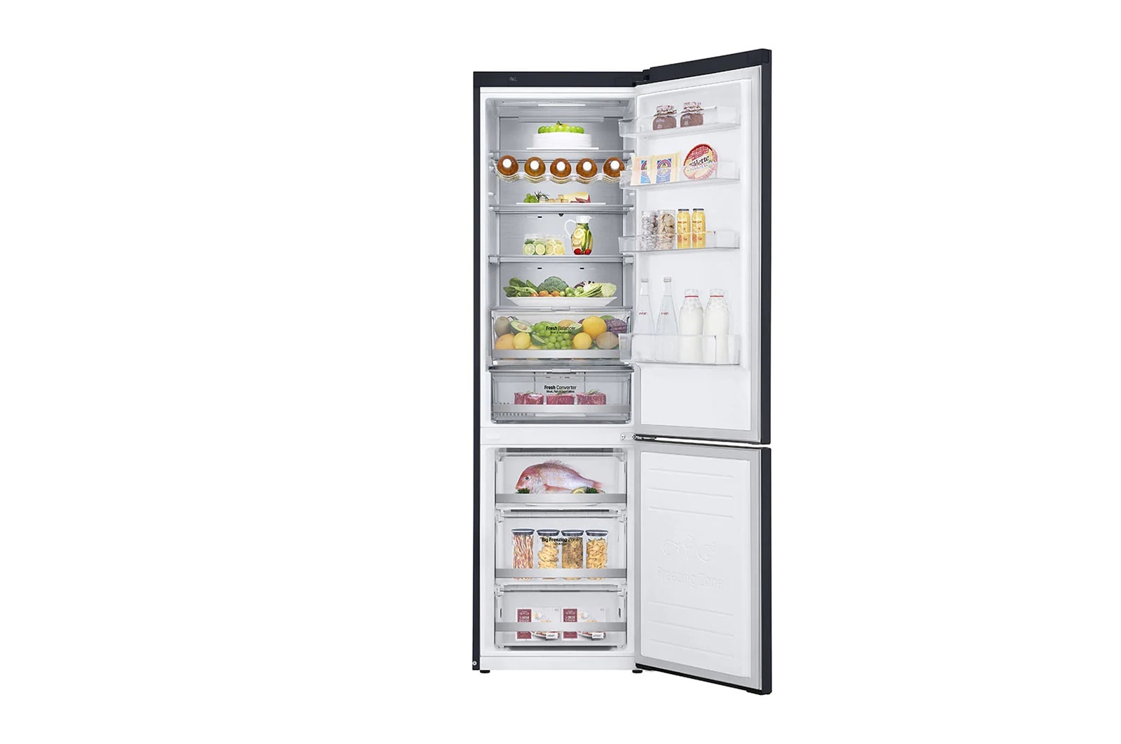 LG Combinado LG GBB92MCACP, 384 litros, eficiência energética C, 2,03 m, Door Cooling+?, Wi-Fi, Matte Black, GBB92MCACP