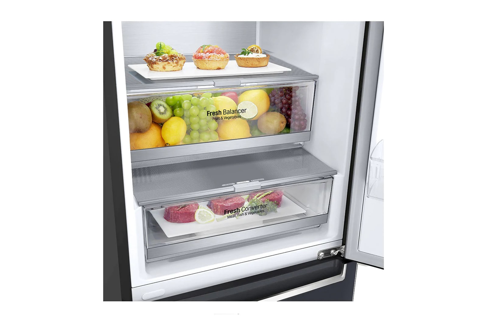 LG Combinado LG GBB92MCACP, 384 litros, eficiência energética C, 2,03 m, Door Cooling+?, Wi-Fi, Matte Black, GBB92MCACP