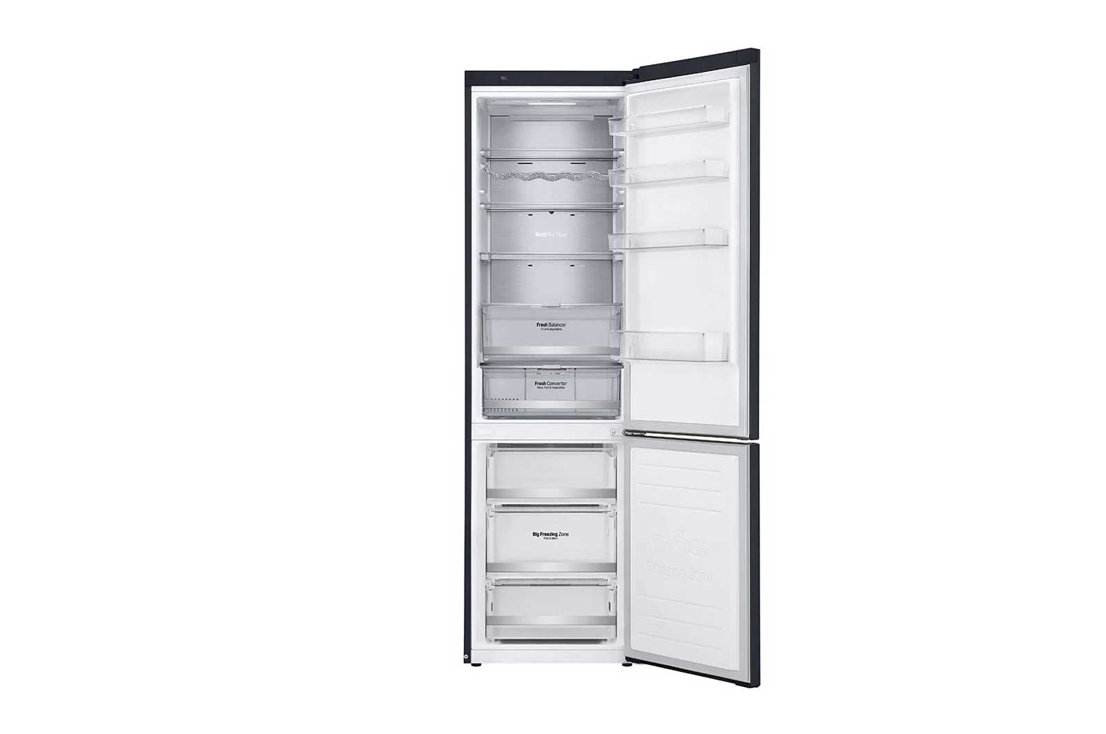 LG Combinado LG GBB92MCACP, 384 litros, eficiência energética C, 2,03 m, Door Cooling+?, Wi-Fi, Matte Black, GBB92MCACP