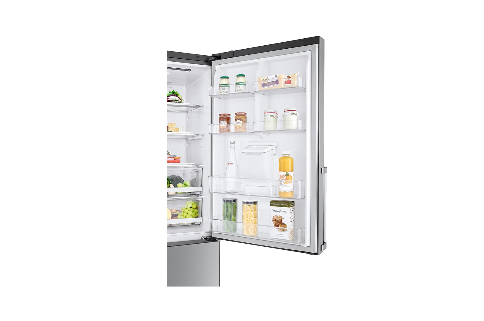LG Frigorífico Combinado LG prata 461l com eficiência energética E, dispensador de água sem canaliza??o e DoorCooling+?  , GBF567PZCMB
