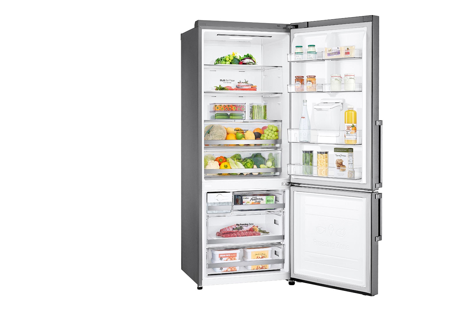 LG Frigorífico Combinado LG prata 461l com eficiência energética E, dispensador de água sem canaliza??o e DoorCooling+?  , GBF567PZCMB