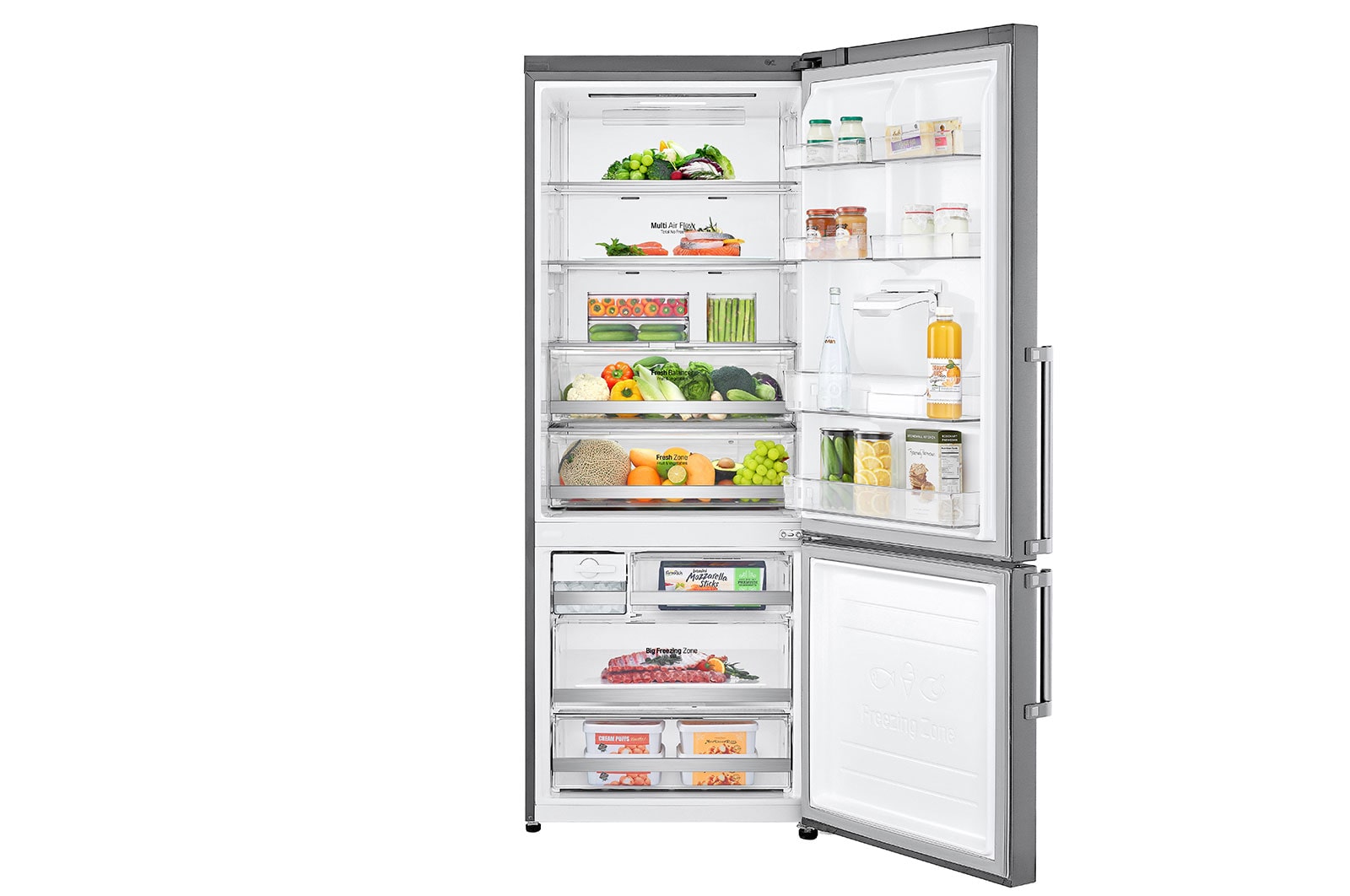 LG Frigorífico Combinado LG prata 461l com eficiência energética E, dispensador de água sem canaliza??o e DoorCooling+?  , GBF567PZCMB